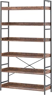 HCHQHS Bookshelf, Adjustable Industrial Bookcase, Vertical Tall Book She...