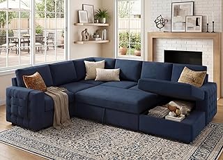 HONBAY Sleeper Sectional Couch with Pull-Out Bed Sectional Sleeper Sofa ...