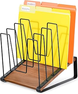 HULISEN Inclined Desk File Organizer, 5-Section Vertical File Folder Hol...