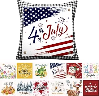 Hahafelt Set of 13 Seasonal Holiday Throw Pillow Covers 18x18 in with 12...