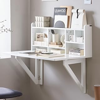 Haotian Wall Mounted Folding Table Drop-Leaf Floating Trestle Desk Compu...