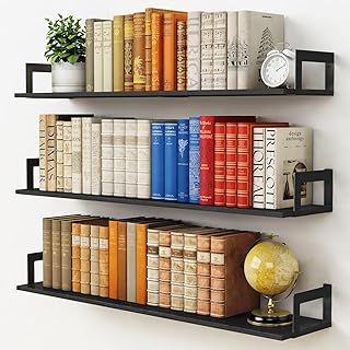 Harwaya Large Floating Book Shelves for Wall Set of 3, 36 Inch Long Wall...