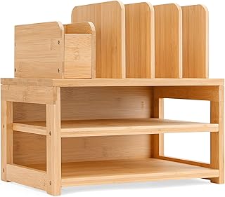 Homde Bamboo Desk Organizer with File Holder, Office Organization for De...