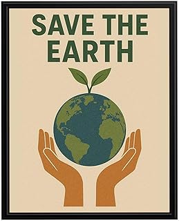 InkFlow Posters Save the Earth Poster - Eco Friendly Planet Illustration...