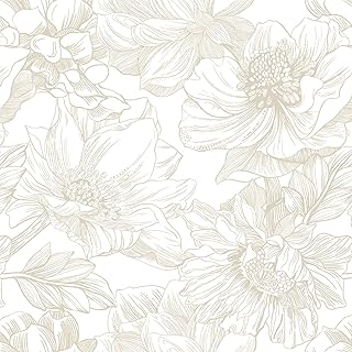 Ismoon Large Floral Peel and Stick Wallpaper Boho Beige/Coffee Contact P...