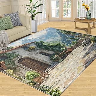 Italian Courtyard Rug - 4x5 Area Rugs, European Landscape Living Room Ru...