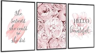 KLPOARTQ Set of 3 Motivational Quotes Wall Art Frame Print for Woman's R...