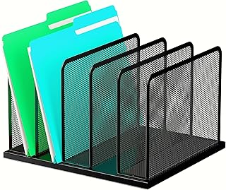 Kuntine.B Desk File Organizer 5 Sections Upright Mesh Desktop Organizer ...