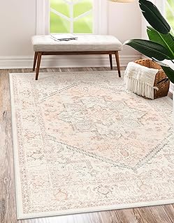 LIVEBOX Pink Area Rug 5x7 - Soft Rugs for Bedroom, Non-Slip Pink Rugs fo...
