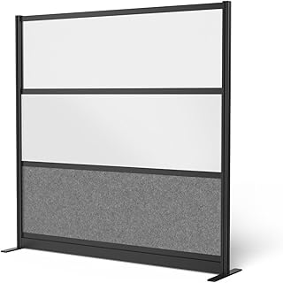LUXOR MW-7070-FWCGWB Modular Wall Room Divider System - Black Frame - 70...