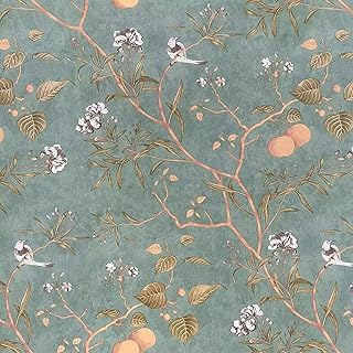 Laatse Green Floral Wallpaper Peel and Stick Bird Wallpaper 17.5