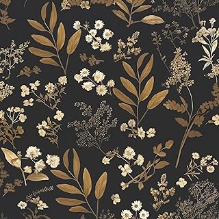 Laatse Vintage Wallpaper Peel and Stick Black Floral Wallpaper 17.5'' x ...