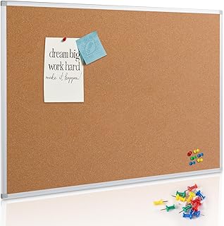 Large Cork Board Bulletin Board 48 x 36, Silver Aluminium Framed 4x3 Cor...