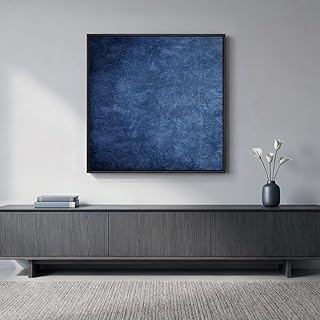 Large Framed Navy Blue Abstract Wall Art for Living Room, Modern Canvas ...