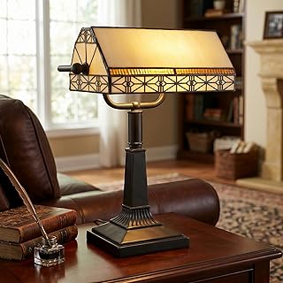 Lavish Home Tiffany-Style Bankers Lamp - Vintage-Looking Mission-Style T...