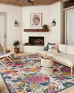 Loloi Rifle Paper Co. Perennial Collection Garden Party PRN-04 Rose/Mult...
