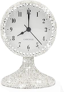 Luxury Rhinestone Small Alarm Desk Table Clock Morning Call Handmade Fas...