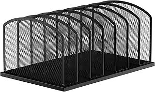 MINDEPOT Desk File Organizer 7 Sections Upright Mesh File Sorter Organiz...