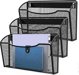 MINDEPOT Wall File Organizer 3 Pack - Heavy Duty Iron Office File Holder...