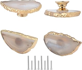 Malimali Unique White Agate Cabinet Knobs and Pulls Set of 4,Knobs for C...