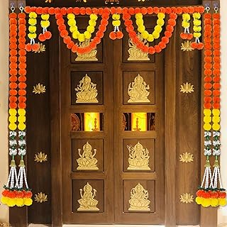 Marigold Garland for Diwali Decoration- 5PCS 5FT Artificial Marigold Str...