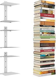 Mefirt Invisible Floating Bookshelves for Wall, 6 Tier Vertical Spine Bo...