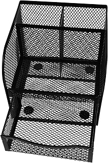 Metal Mesh Pen Holder Desk Organizer with Drawer, Iron Office Supplies S...