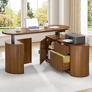 Mid Century Modern Electric L Shaped Standing Desk, 59 x 47 Inch Corner ...