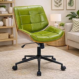Mid-Century Modern Home Office Chair,Accent Ergonomic Desk Chair with Wa...