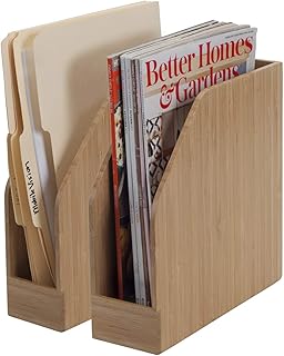 MobileVision Bamboo Vertical File Folder Holder & Office Product Organiz...