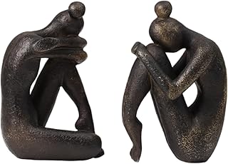 Modern Abstract Woman Thinker Bookends – Elegant Resin Sculptural Design...