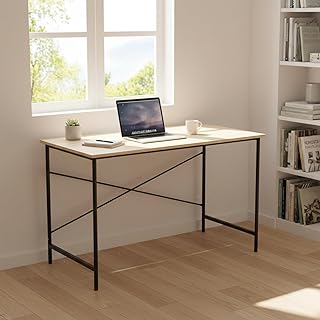Modern Computer Desk with Light Wood Top, 47.2