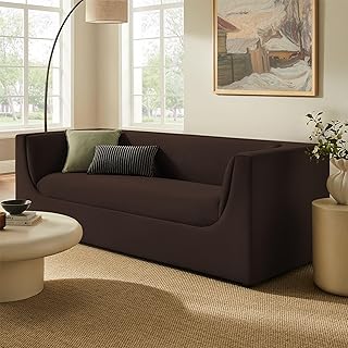 Modway Hilda 86 Inch Modern Curved Back Performance Velvet Sofa in Choco...