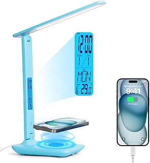 Multifunctional LED Desk Lamp with Wireless Charger,USB Charging Port,Cl...