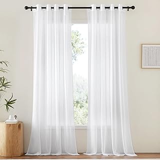 NICETOWN White Sheer 102 inch Curtains for Living Room, Grommet Elegant ...