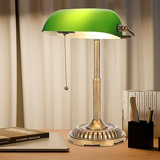 NISSAFORS Bankers Lamp, Green Desk Lamp with Pull Switch, Vintage Table ...