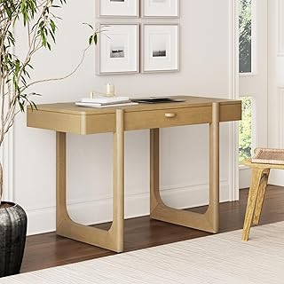 Nathan James Haley Mid Century Modern Home Office Desk, Solid Wood Writi...