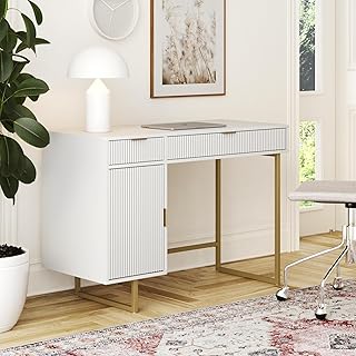 Nathan James Jacklyn White Modern Computer Desk, Workstation or Writing ...