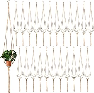 Newwiee 20 Pcs 48 Inches Macrame Plant Hangers Jute Rope Plant Holder Pl...