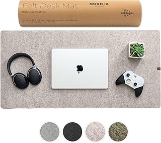 Nordik Large Felt Desk Mat – Stone Oat Beige – 35 x 17 inch – Computer D...