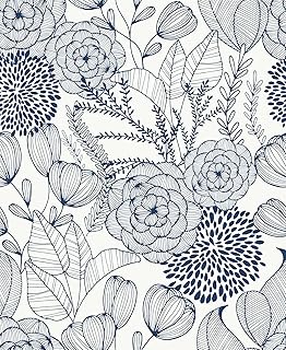 NuWallpaper by WallPops NUS3830 Navy Secret Garden Peel & Stick Wallpape...