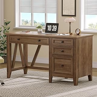 ONBRILL 54 Inch Farmhouse Executive Desk, Computer Desk with Drawers, Ho...