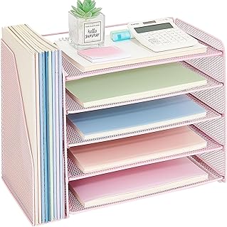 OPNICE Desk Organizer, 5-Tier Paper Organizer Letter Tray with Magazine ...