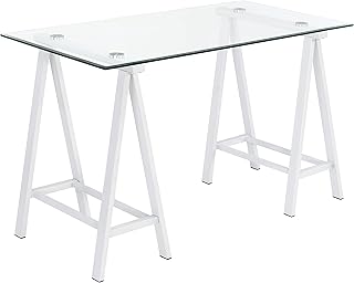 OSP Home Furnishings Middleton 47 Inch Desk with Clear Beveled Glass Top...