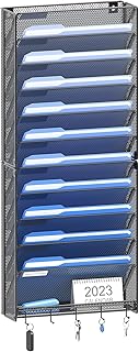 OUTWOLF Hanging Wall File Organizer with Hooks, 12 Tier Vertical Wall Mo...