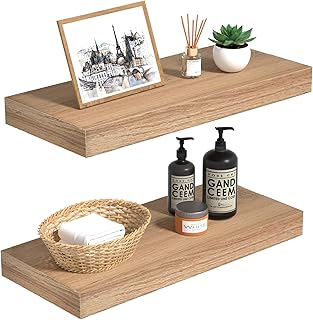 Oak Floating Shelves Wood for Wall 15.7in Wall Mounted Display Ledge She...