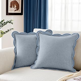 Ohocut Scalloped Pillow Cover Pack of 2 Spring Chenille Decorative Throw...