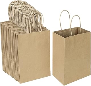 Oikss 100 Pack 5.25x3.25x8.25 Inch Small Plain Natural Kraft Paper Gift ...