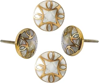 Perilla Home Set of 4 Premium Mother of Pearl Decorative Drawer Knobs - ...