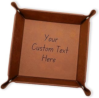 Personalized Valet Trays, Custom Engraved Leather Keys Tray for Men - Ca...